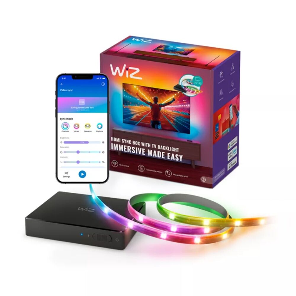 WiZ Connected HDMI Sync LED Strip Multicolour Light Box Kit 75-85"