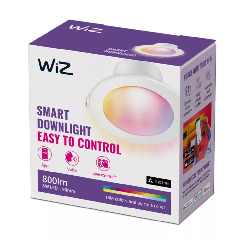 WiZ Connected Color & Tunable White Gen2 Smart Ceiling LED Downlight 90mm