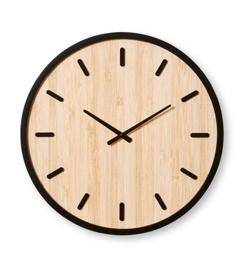 E Style Tyson MDF/Metal 60cm Round Wall Clock - Black/Natural
