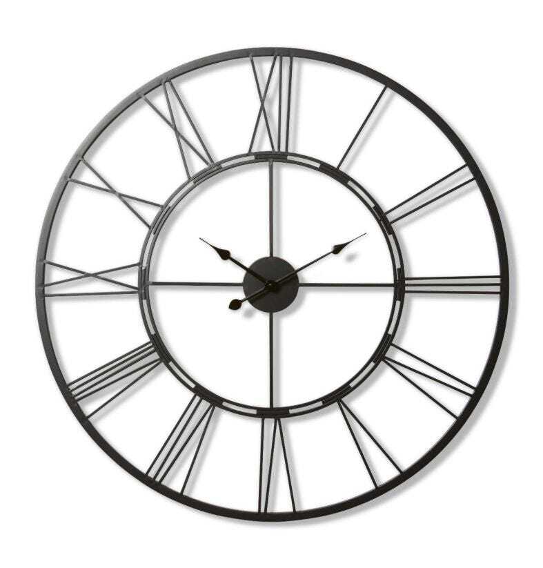 E Style Kingston Metal 101cm Round Wall Clock - Black