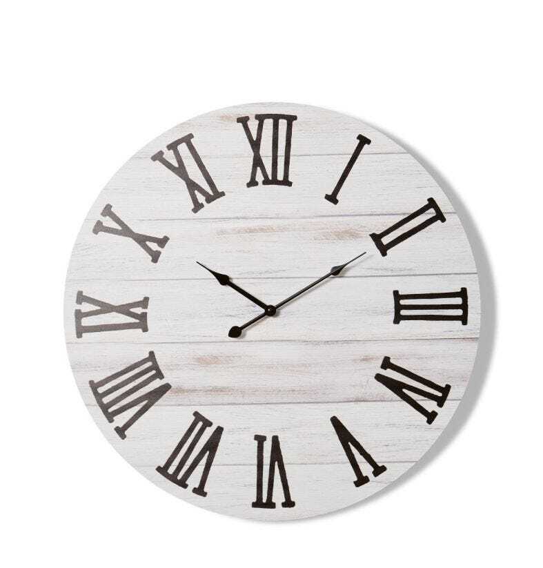 E Style Sullivan Metal/MDF 60cm Round Wall Clock - White