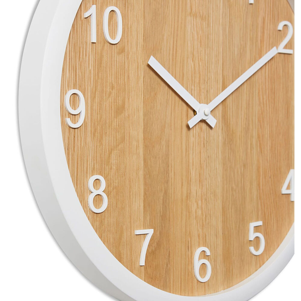 E Style Bryden Wooden Analogue Wall Clock Decor Round 40cm - Natural/White