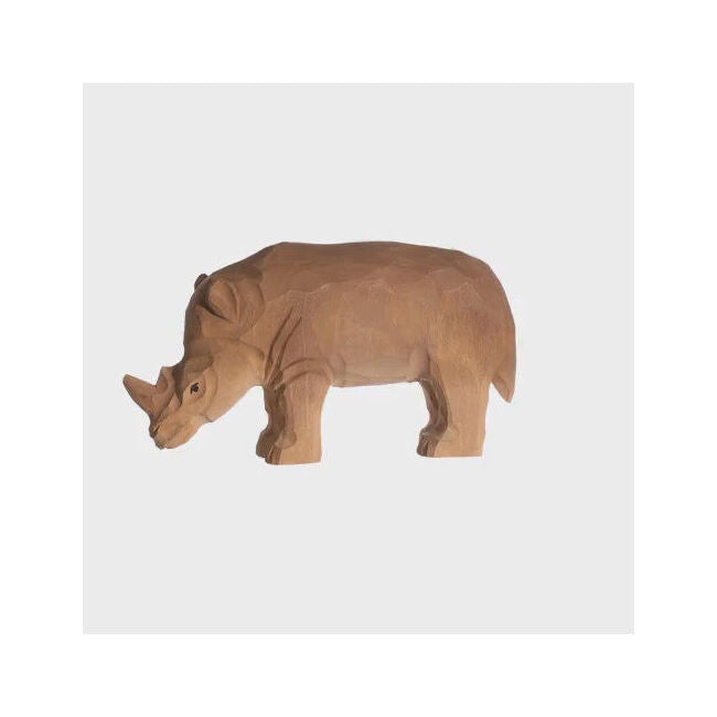 Wudimals Rhino Handmade Wooden Animal Toy Carved Figurine Non-Toxic 3y+