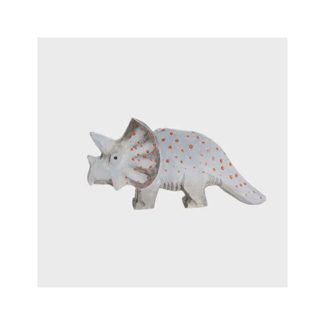 Wudimals Triceratops Handmade Wooden Dinosaur Toy Carved Figurine 3y+