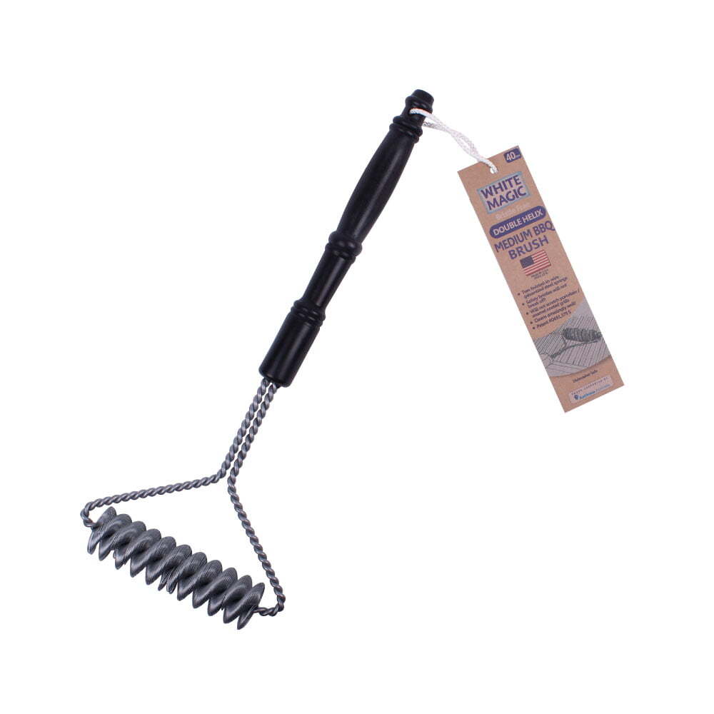 White Magic Medium 40cm Double Helix Barbecue Brush - Black