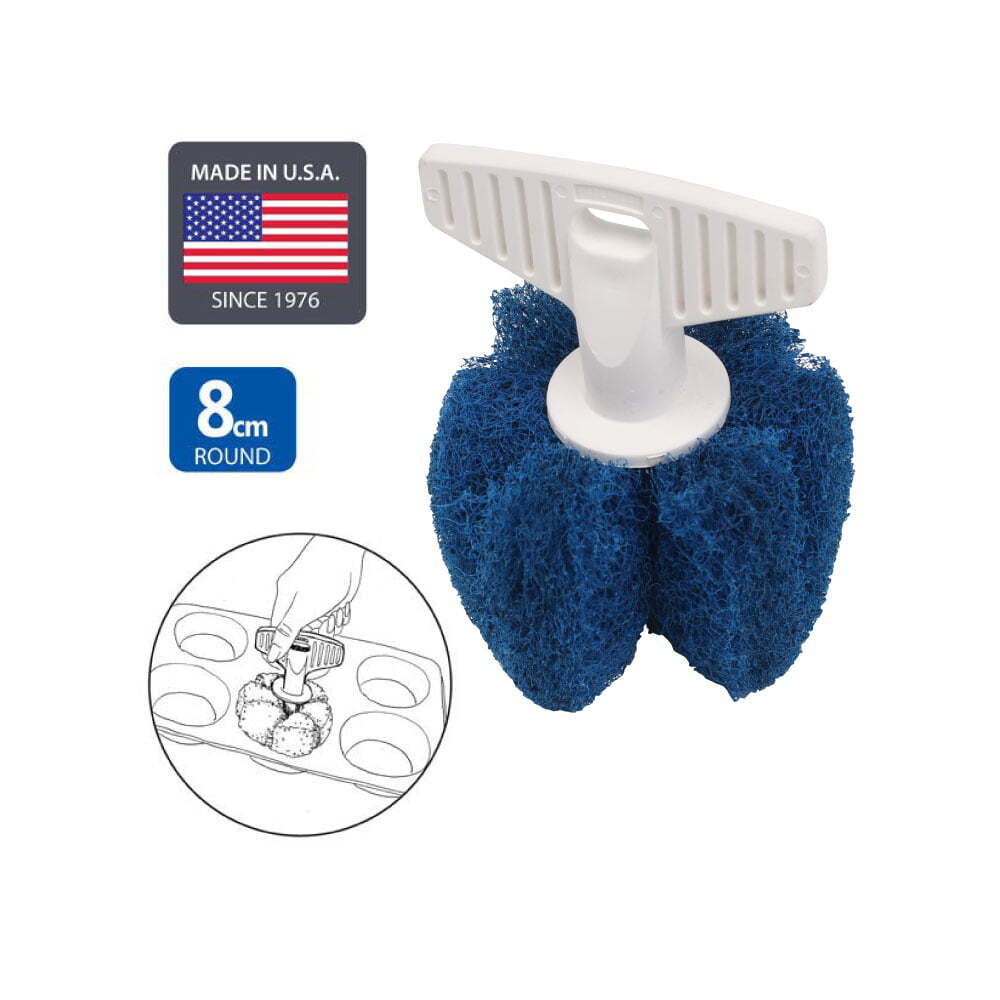 White Magic 8cm Round Muffin Pan Cleaning Brush - Blue