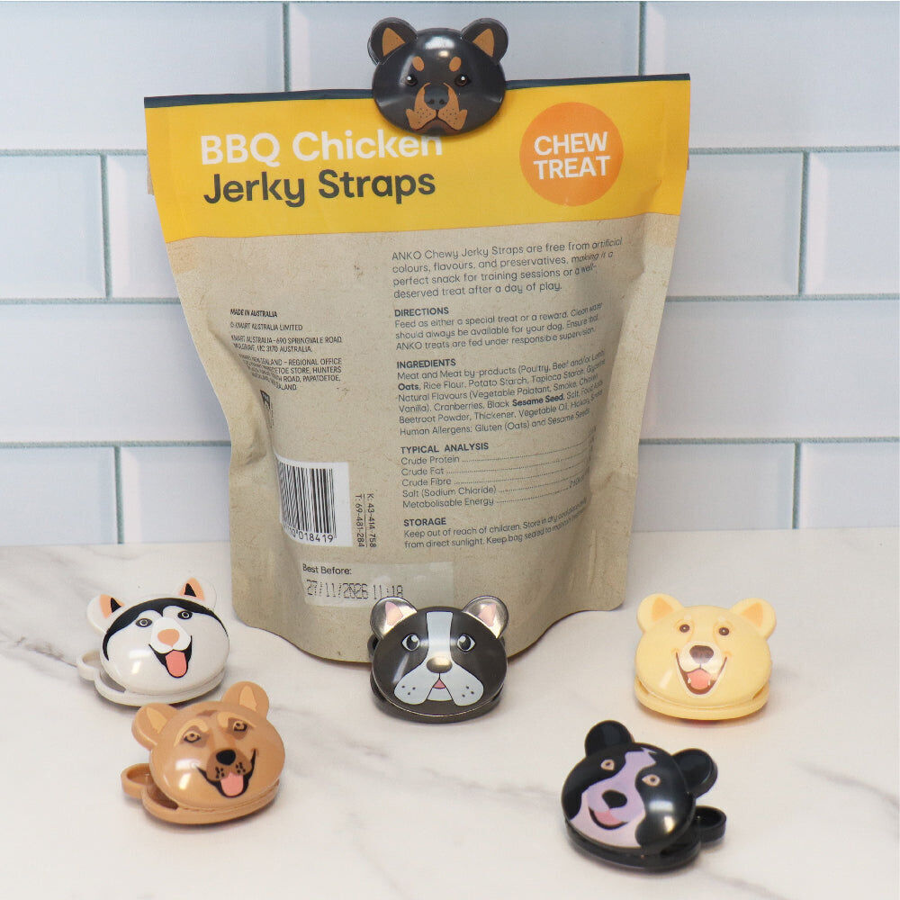 3x 6pc White Magic Cute Tidy Bag Clip Food Saver Sealer Set 4.5cm Rottweiler