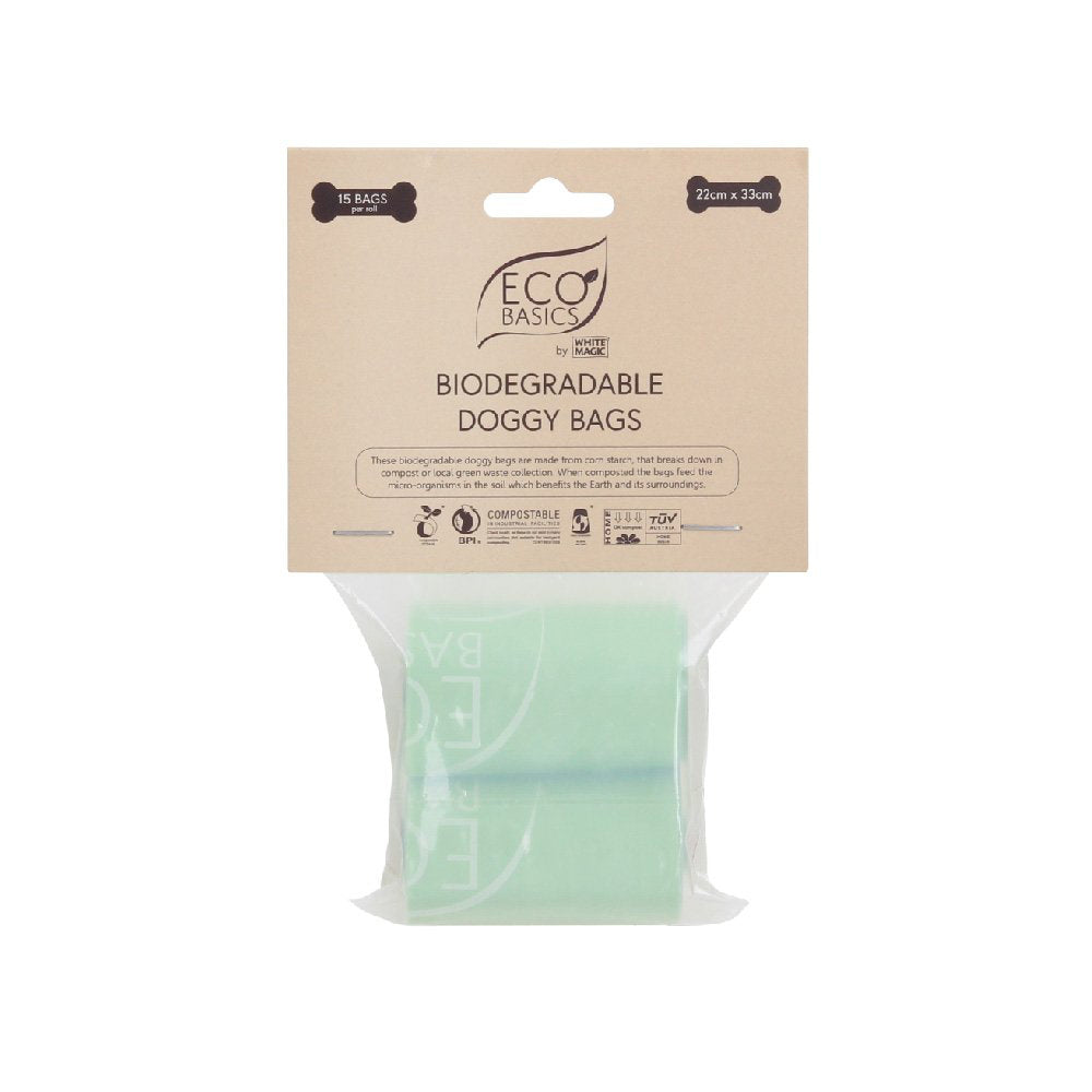 6x 15pc White Magic Eco Basics 22 x 33cm Biodegradable Doggy Bags