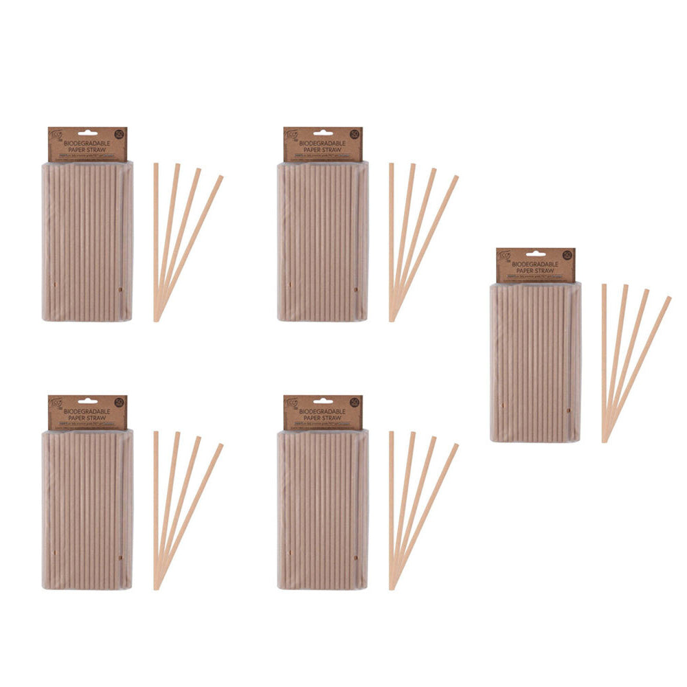 5x 50pc Eco Basics Biodegradable Paper Drinking Straw