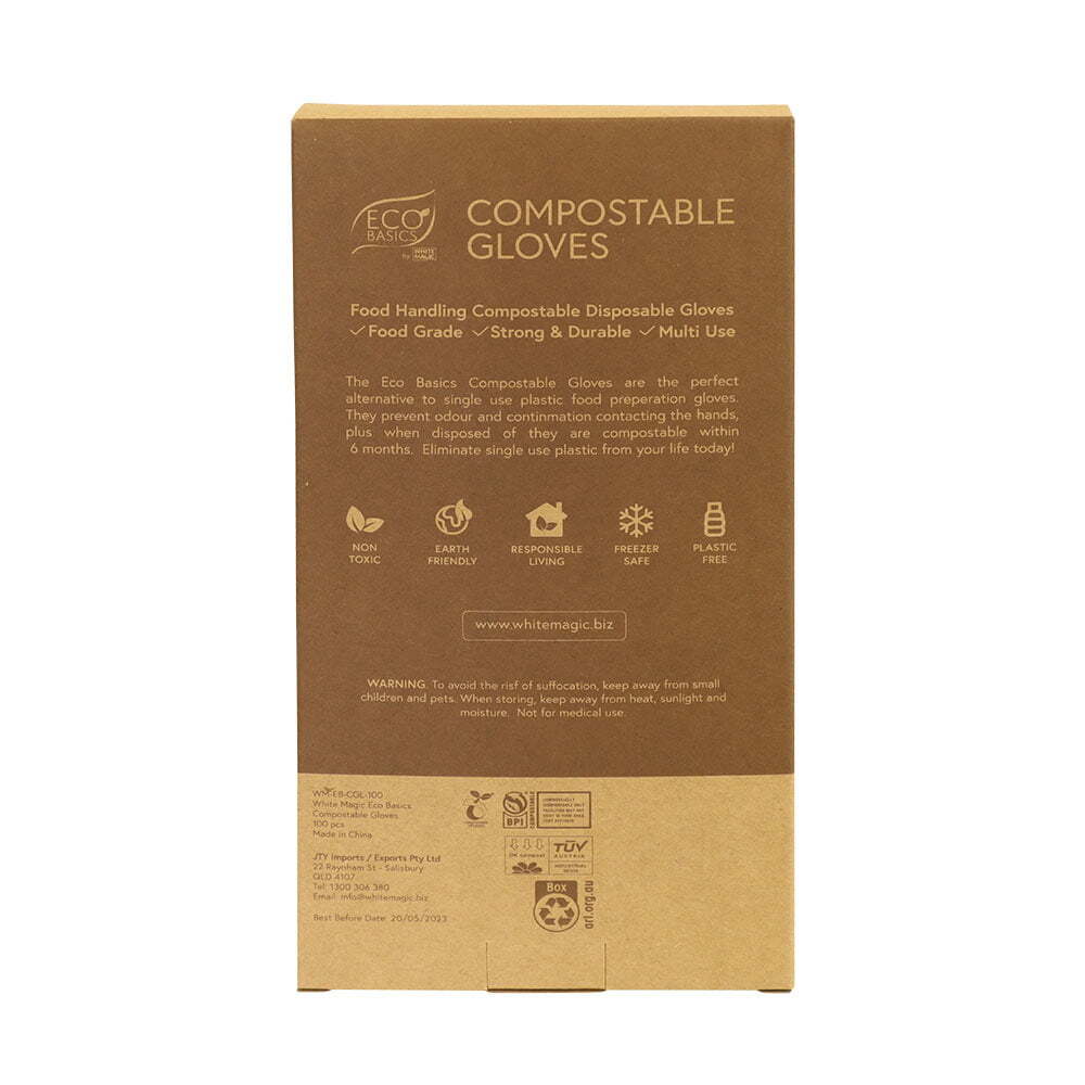 2x 100pc Eco Basics Compostable/Disposable Food Preparation Gloves Large