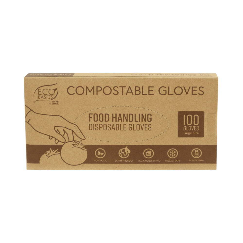 2x 100pc Eco Basics Compostable/Disposable Food Preparation Gloves Large
