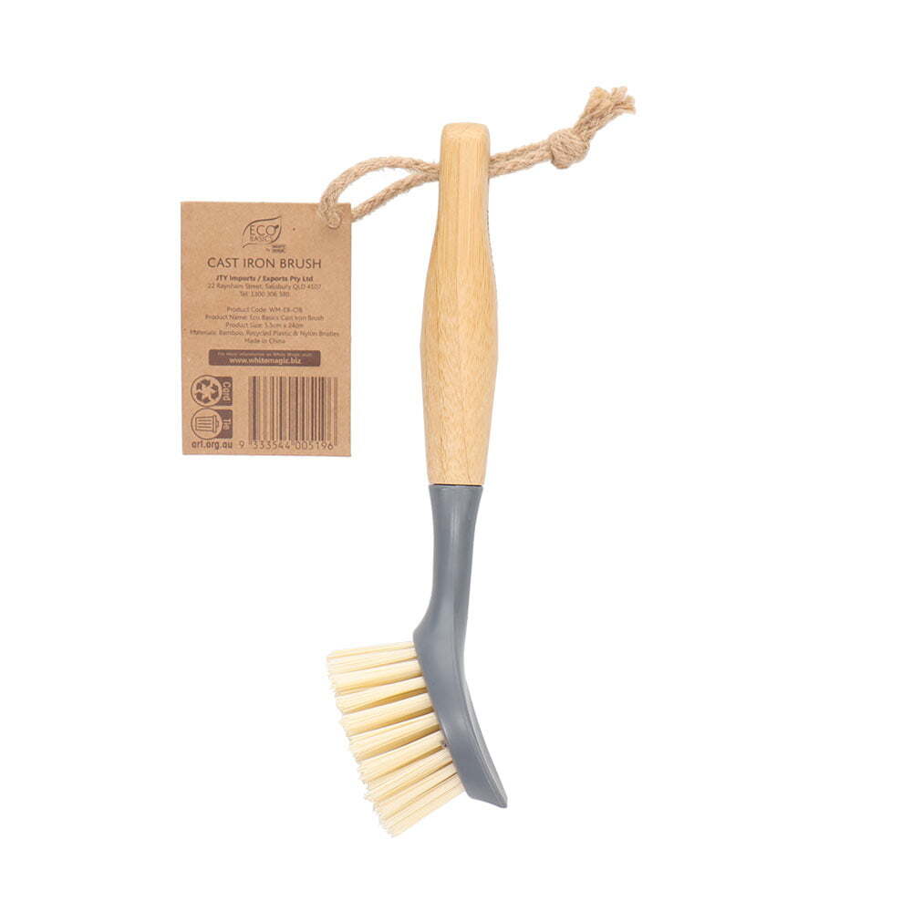 2x Eco Basics Cast Iron Brush Pan/Pot Cleaning Scrub w/ Long Handle