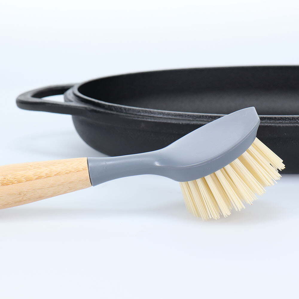 2x Eco Basics Cast Iron Brush Pan/Pot Cleaning Scrub w/ Long Handle