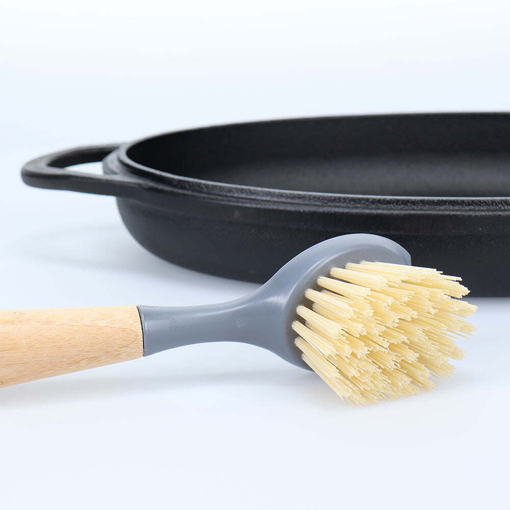 2x Eco Basics Cast Iron Brush Pan/Pot Cleaning Scrub w/ Long Handle