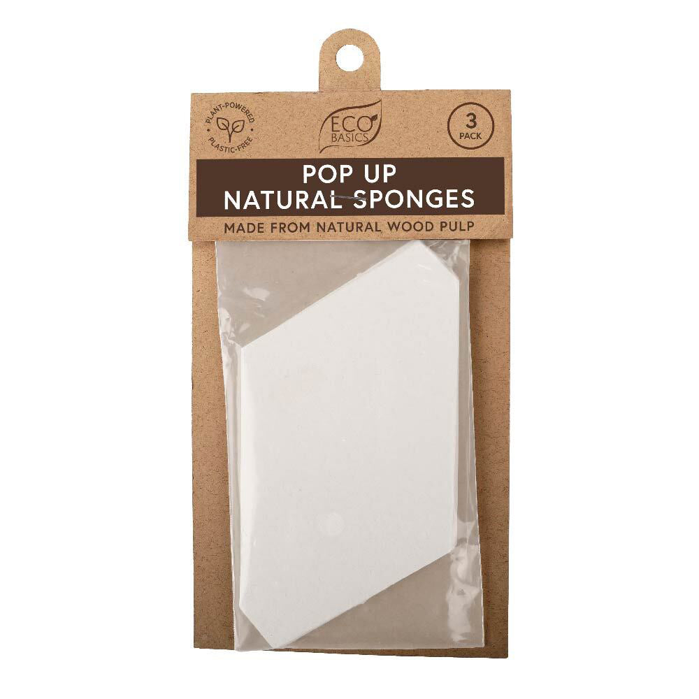 6PK 3pc White Magic Eco Basics Pop Up Natural Sponges White 11cm