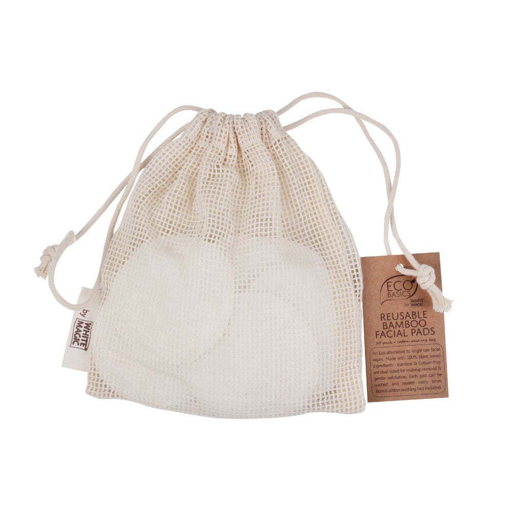 10pc Eco Basics Reusable Cotton Facial Pads Round - White