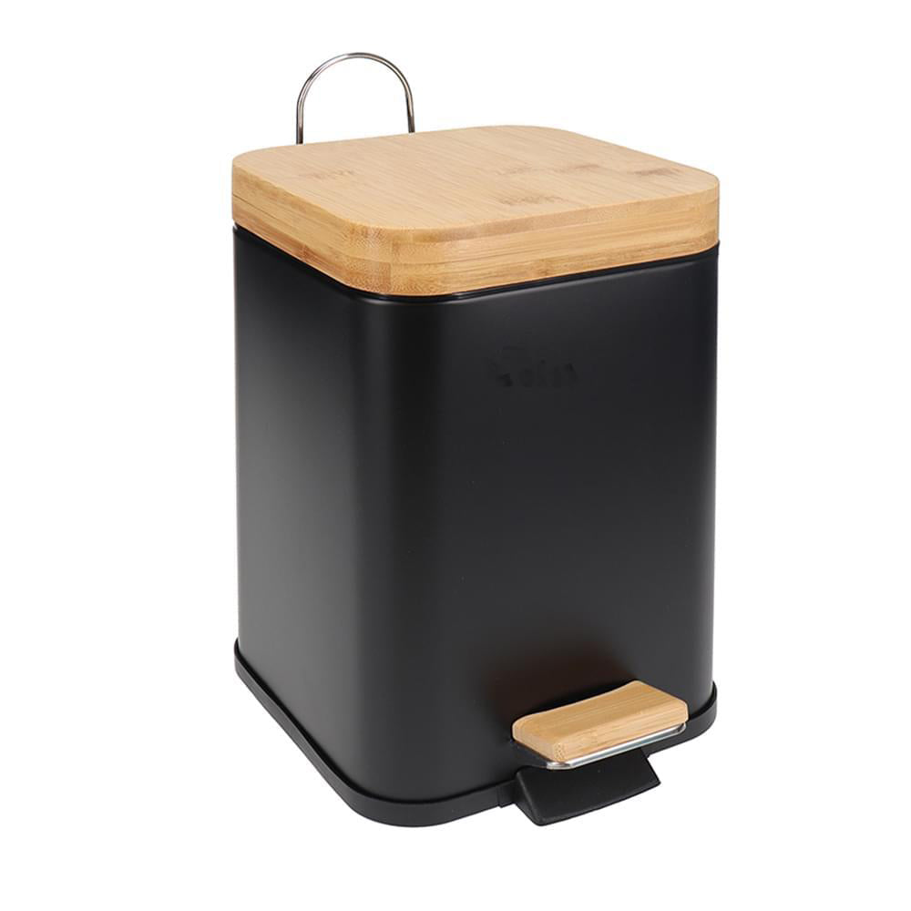 Eco Basics Rubbish Bin Square 3L w/ Soft Close Lid - Black