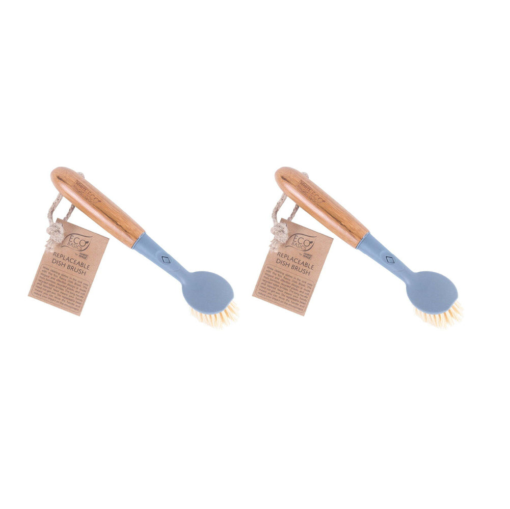 2x Eco Basics Replaceable Head Dish Cleaning Brush w/ Handle