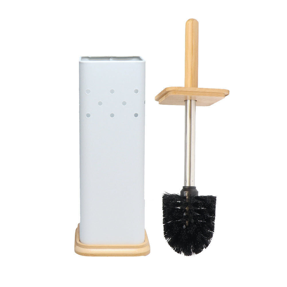 Eco Basics Square Toilet Brush w/ Holder Bathroom Cleaner Set 39.5cm White