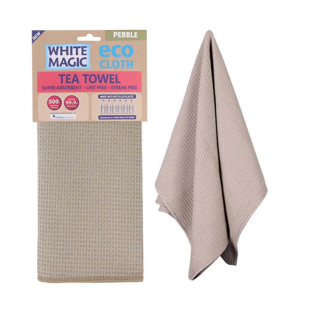 2x White Magic 70x50cm Tea Towel Super Absorbent - Pebble