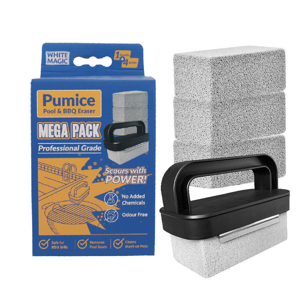 2x 4pc White Magic Pumice Stone Pool & BBQ Eraser Replaceable 25cm