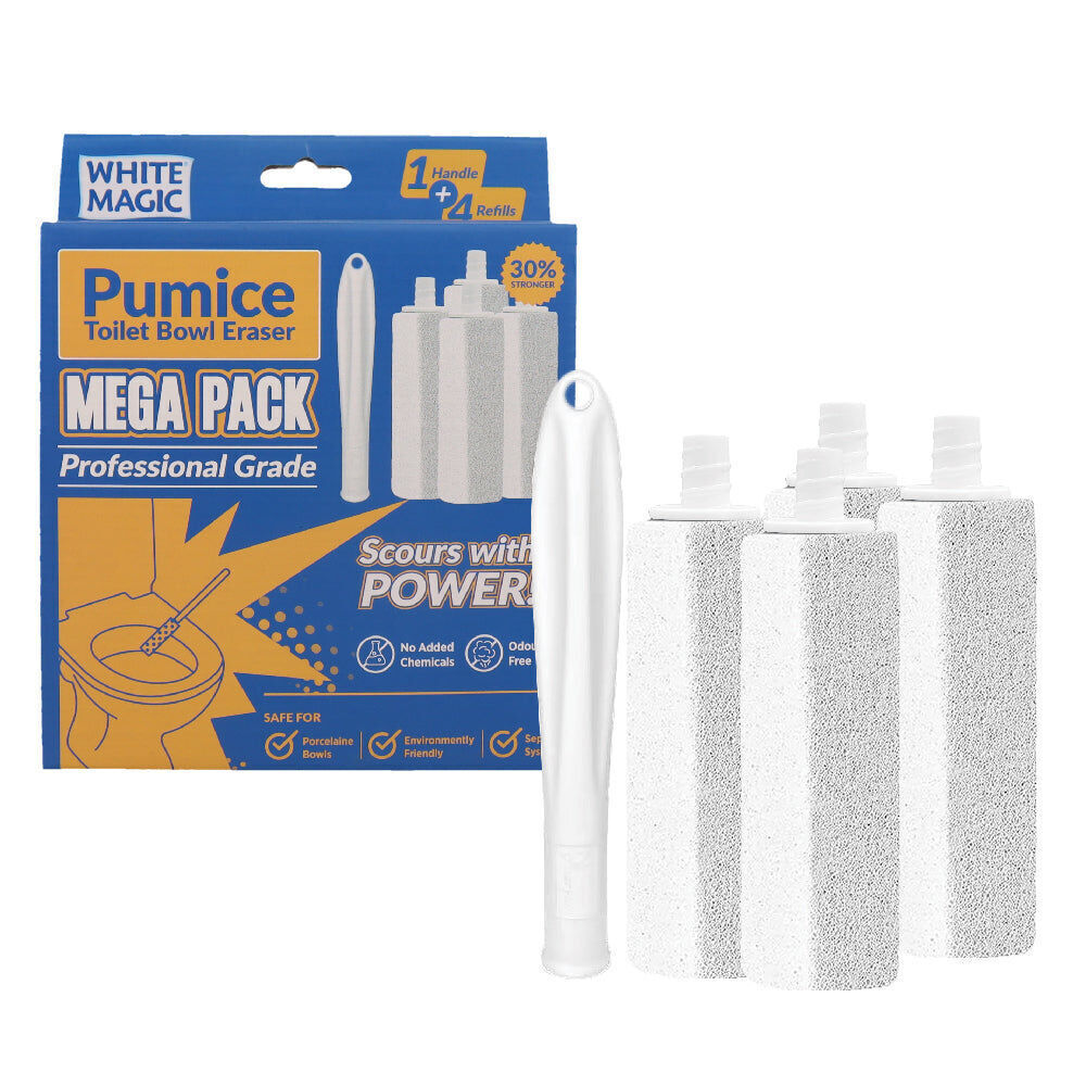 2x 4pc White Magic Pumice Stone Toilet Bowl Eraser Replaceable 22cm