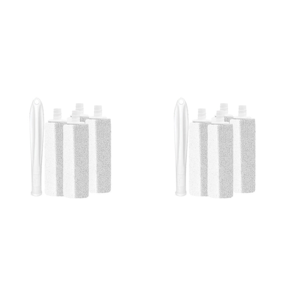 2x 4pc White Magic Pumice Stone Toilet Bowl Eraser Replaceable 22cm