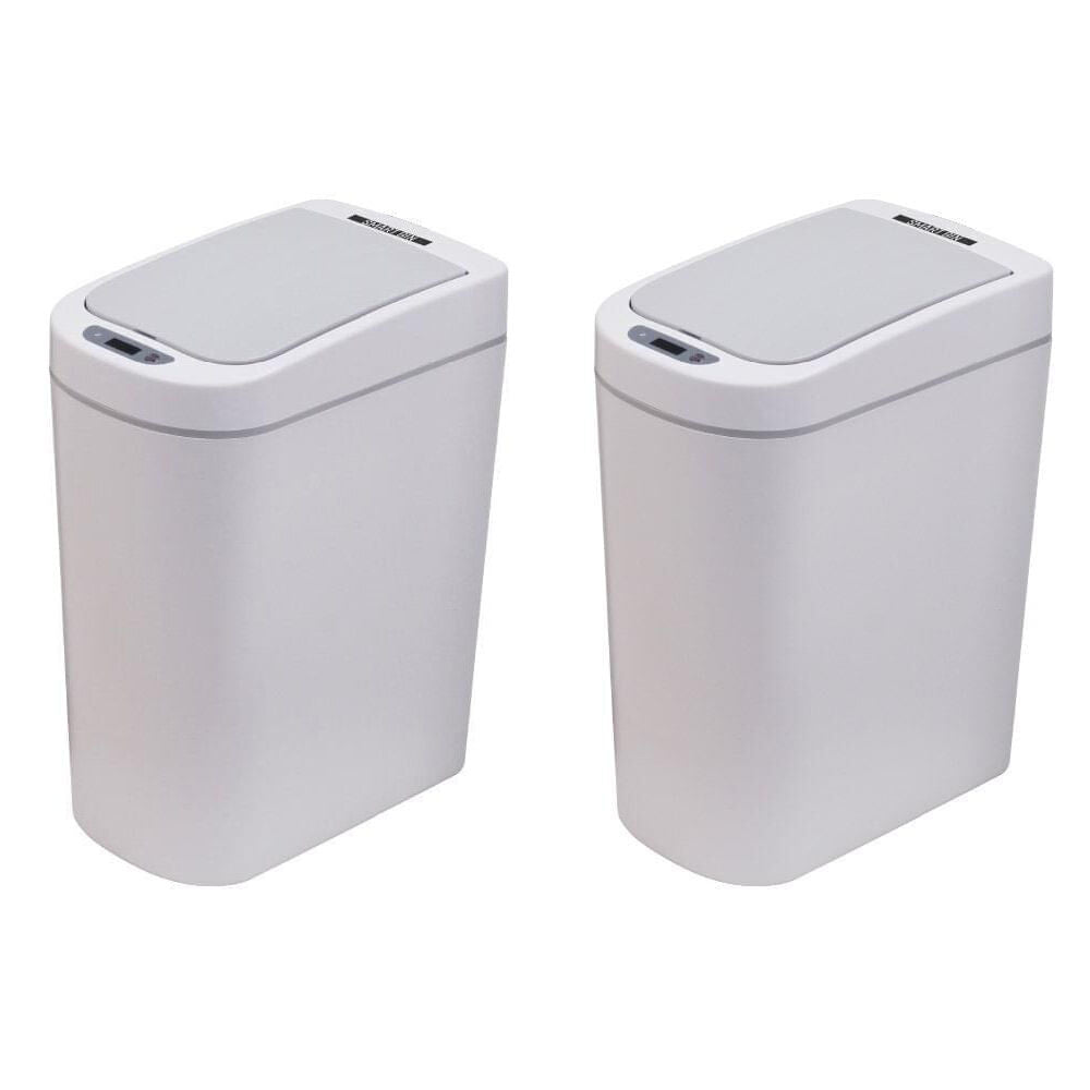 2PK Smart Bin 7L Bathroom Waste Container Motion Sensor Detection 34cm White