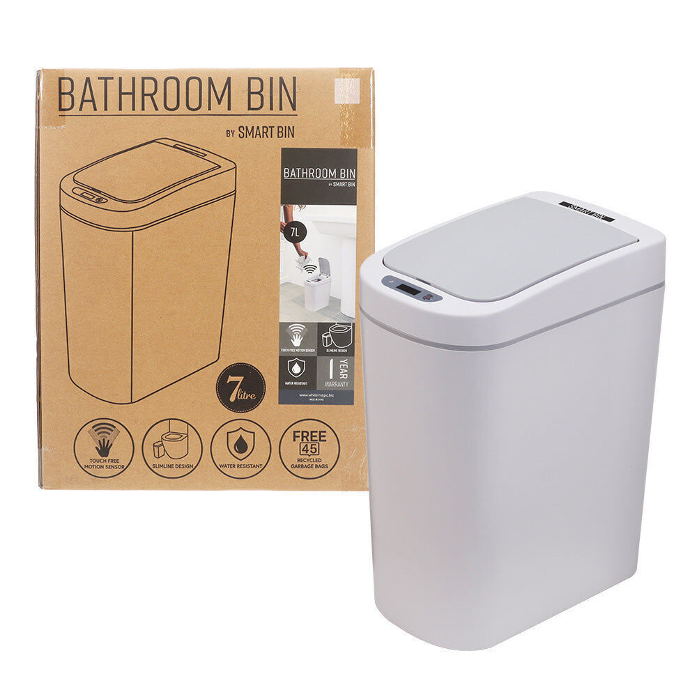 2PK Smart Bin 7L Bathroom Waste Container Motion Sensor Detection 34cm White