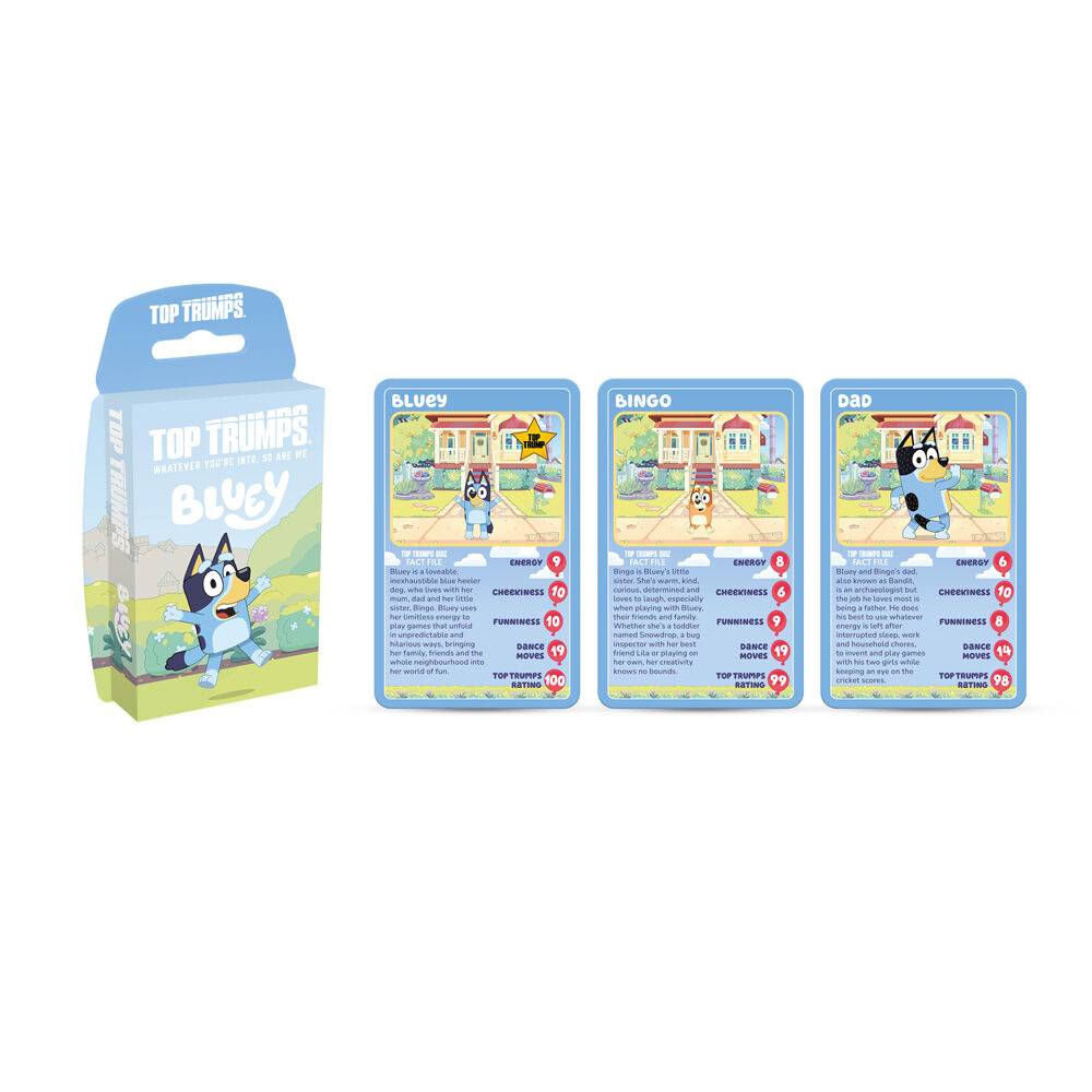 2PK Top Trumps Bluey Edition Family and Kids Trivia Card Game 5+