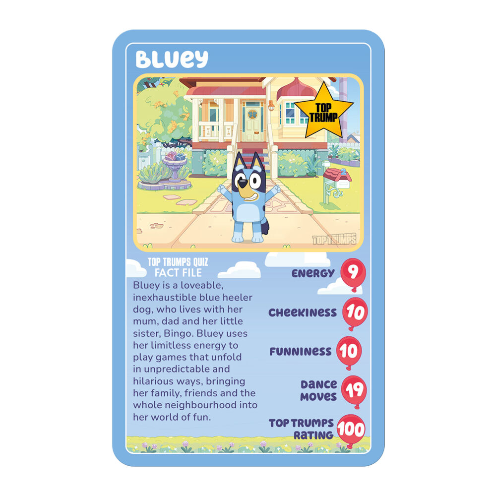 2PK Top Trumps Bluey Edition Family and Kids Trivia Card Game 5+