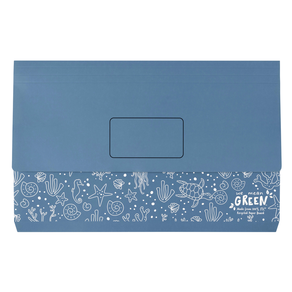 2PK Marbig We Mean Green Enviro Document Wallet Foolscap Assorted