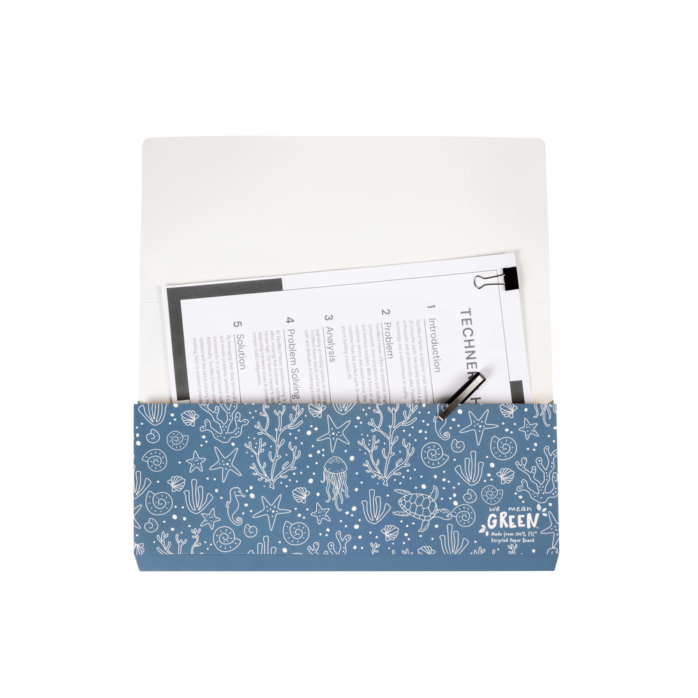 2PK Marbig We Mean Green Enviro Document Wallet Foolscap Assorted