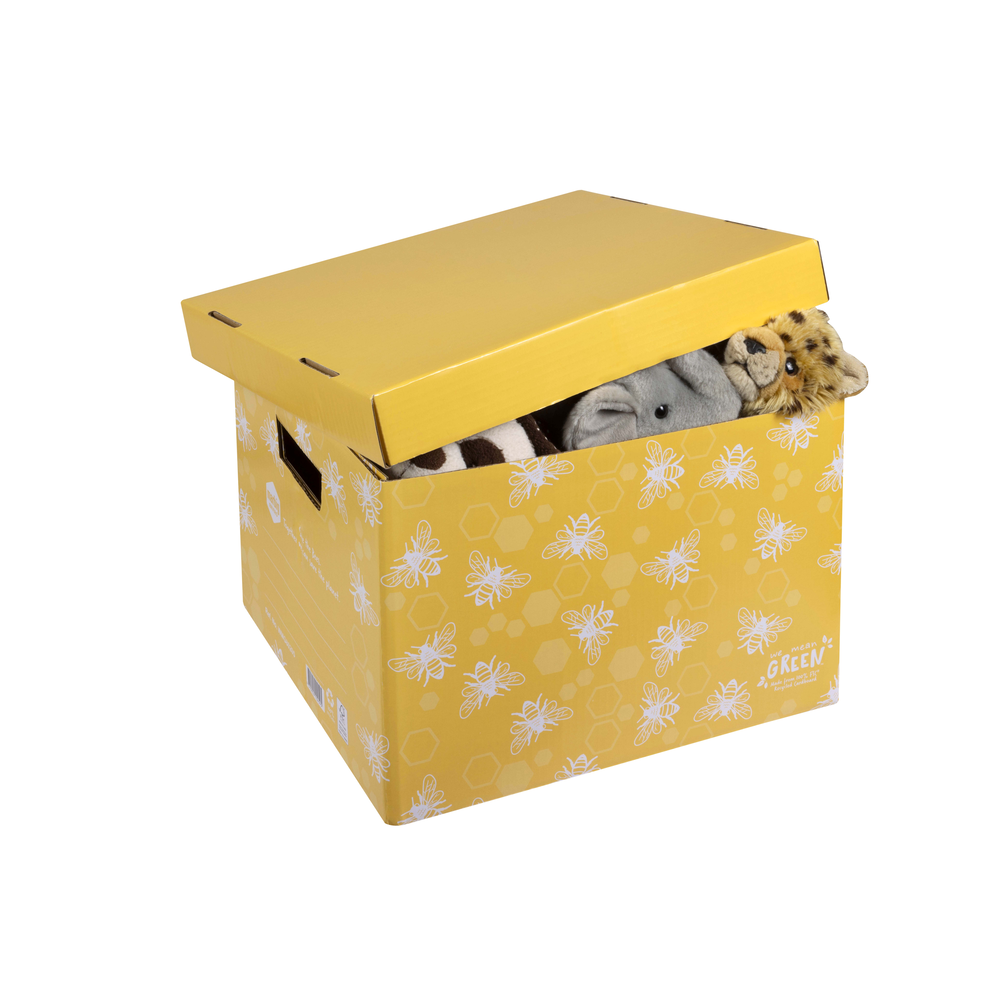 4PK Marbig We Mean Green Enviro Recycled Cardboard Archive Box Honeybee Yellow