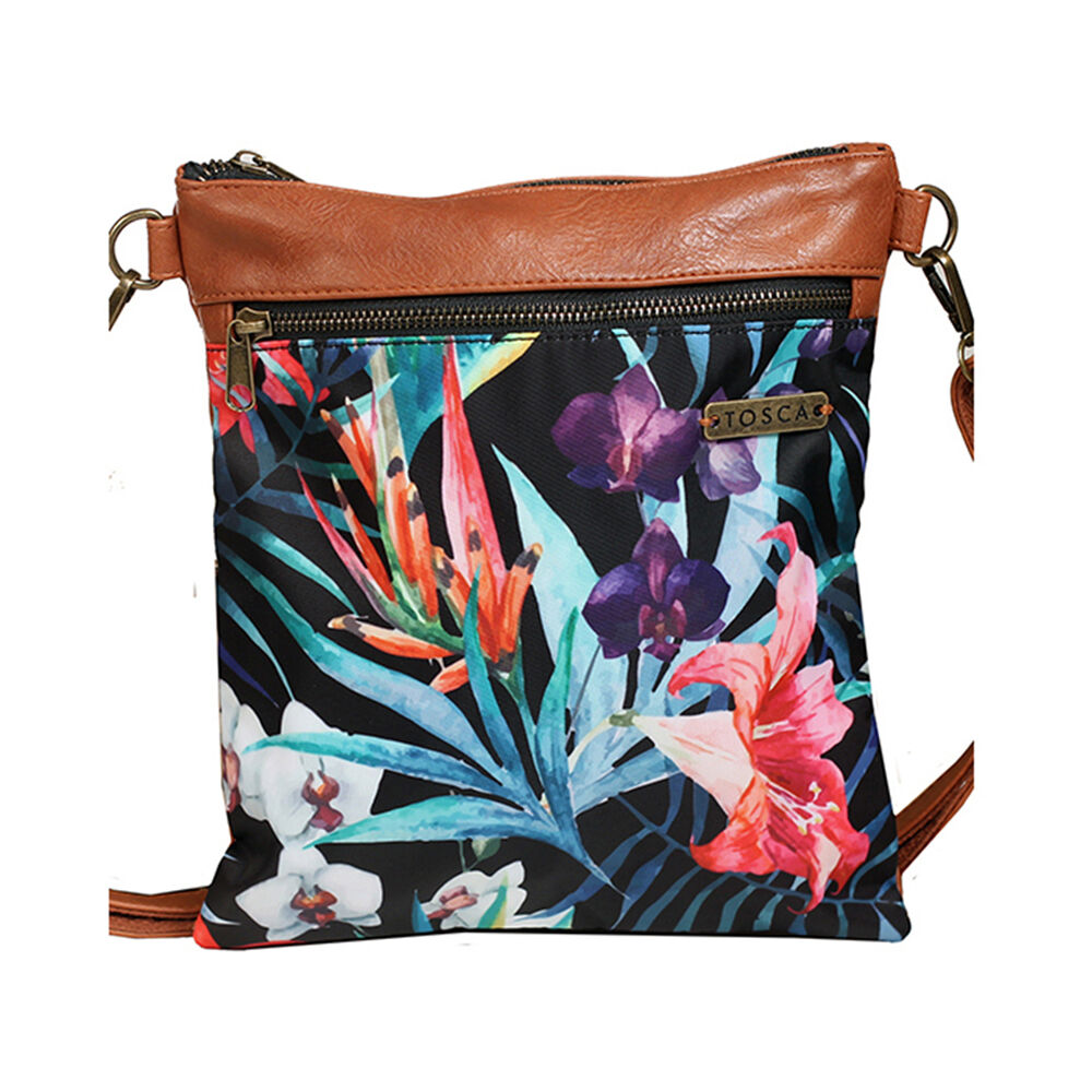 Tosca Womens Slinger Crossbody Shoulder Handbag Bag - Black Multi