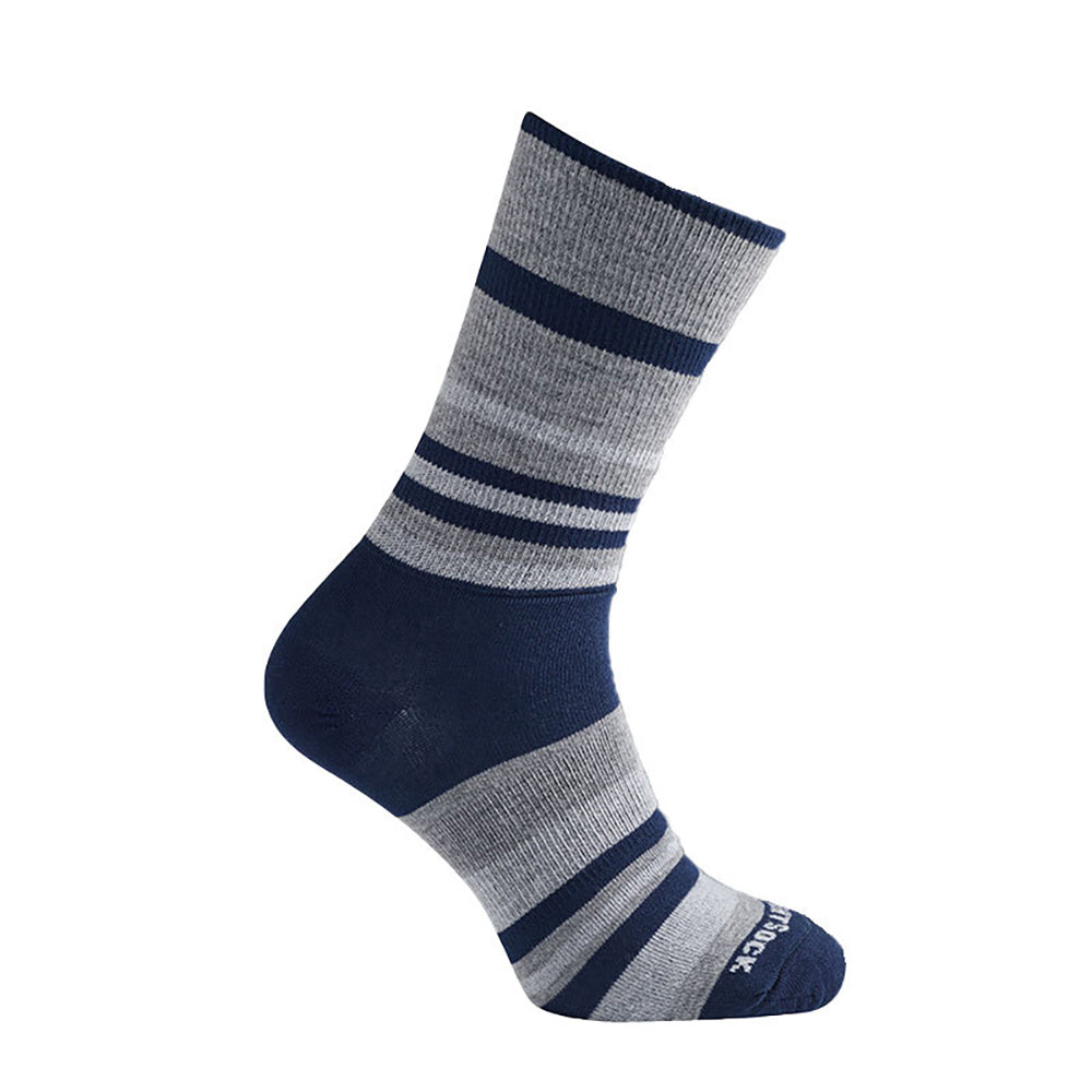 Wrightsock Eco Explore Crew Navy Stripe Unisex Socks S AU 4-6 Womens