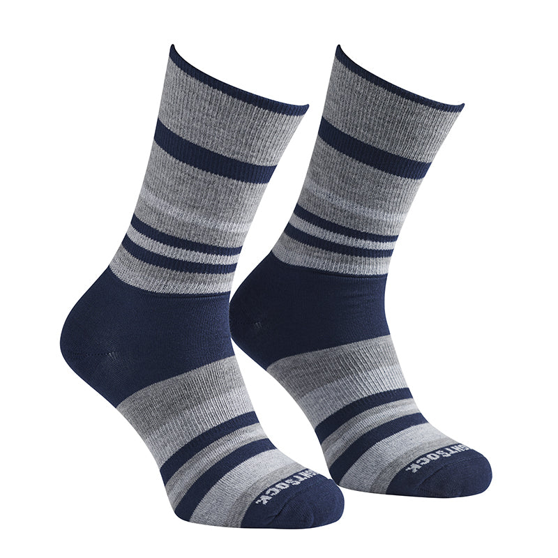 Wrightsock Eco Explore Crew Navy Stripe Unisex Socks XL AU 12+ Mens