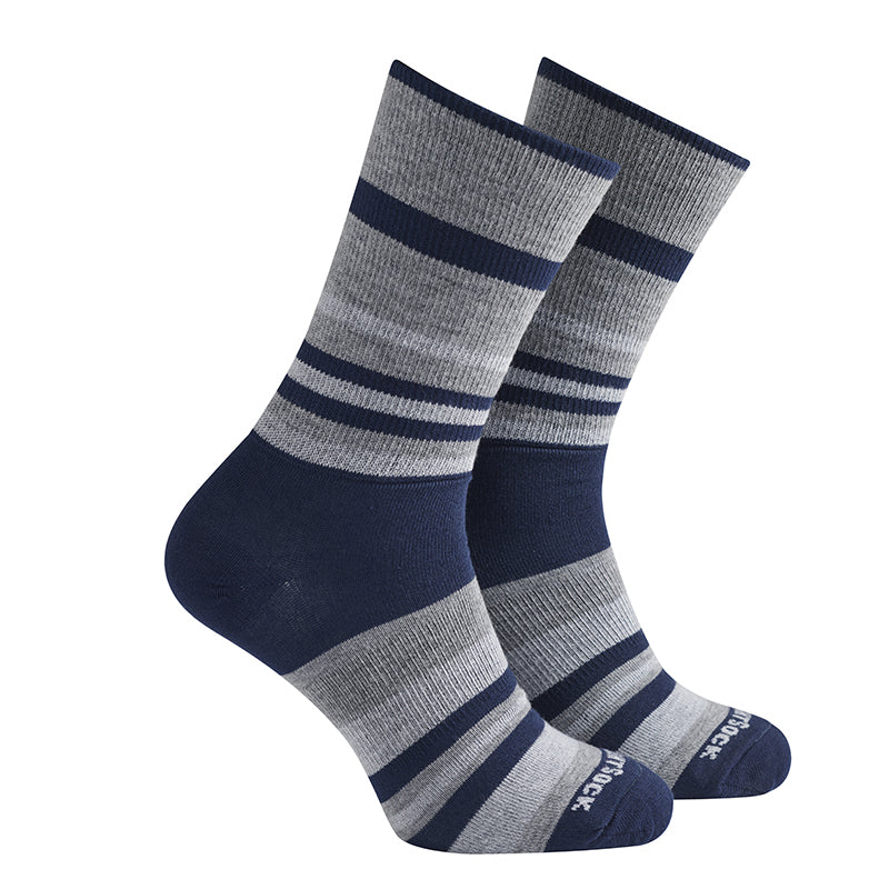 Wrightsock Eco Explore Crew Navy Stripe Unisex Socks XL AU 12+ Mens