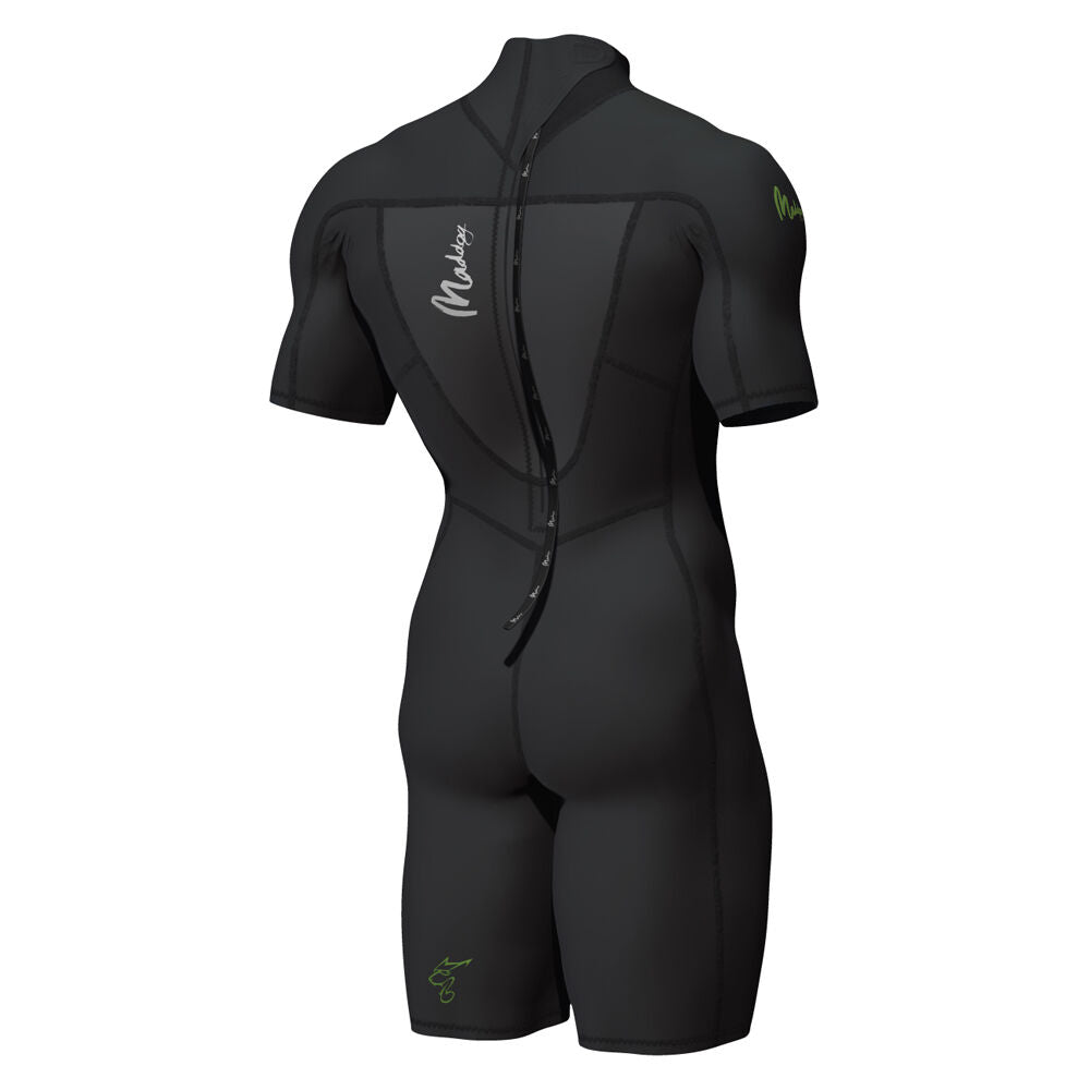 Maddog Mens Super Stretch 2mm Short Sleeve Springsuit Black