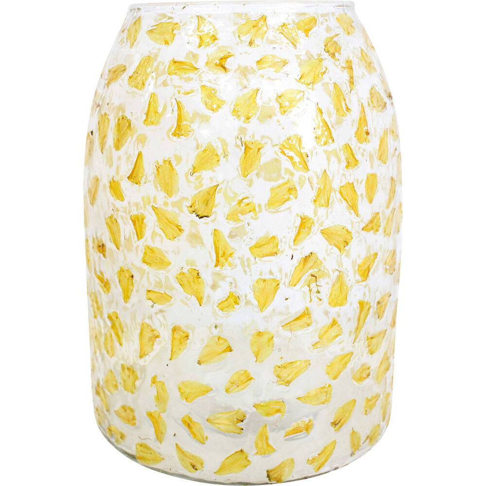 LVD Glass Organic Vase Buttercup Petal 15x20cm - Yellow