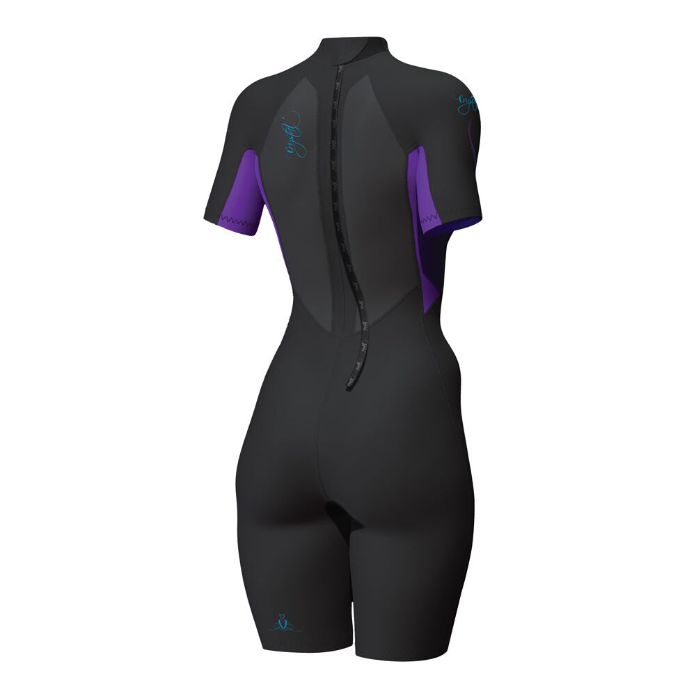 Crystal Ladies Super Stretch Short Sleeve Springsuit Purple/Black