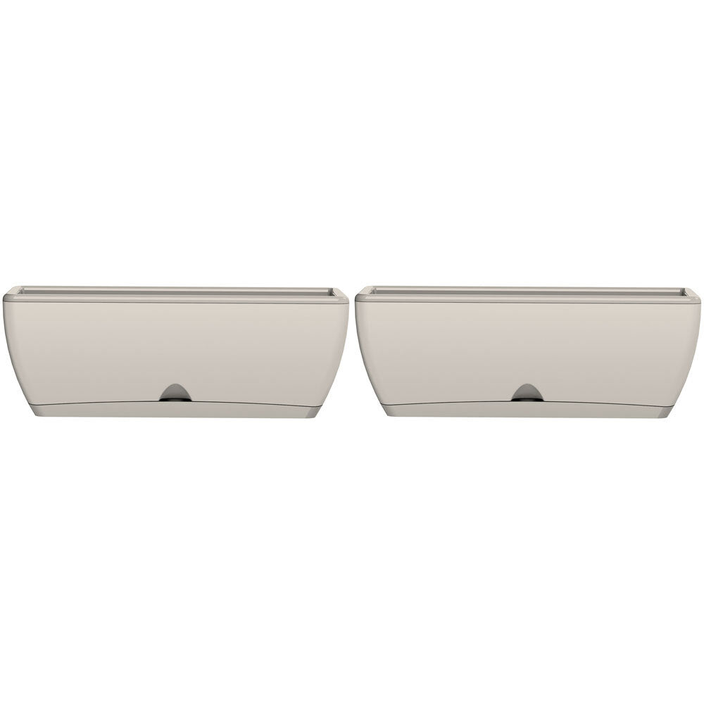 2PK Homeleisure WaterSaver Modern Rectangle Pot Planter 48cm White