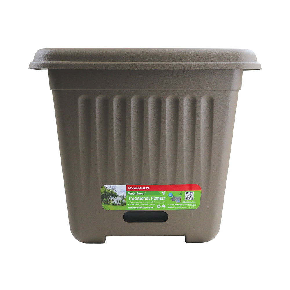 Homeleisure WaterSaver Traditional Square Pot Planter 39cm Choco Brown