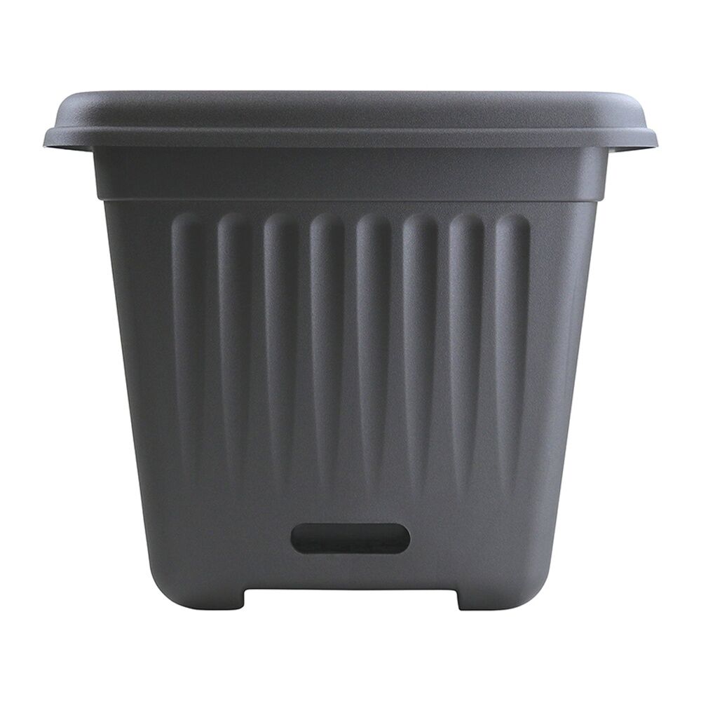 3PK Homeleisure WaterSaver Traditional Square Pot Planter 39cm Charcoal