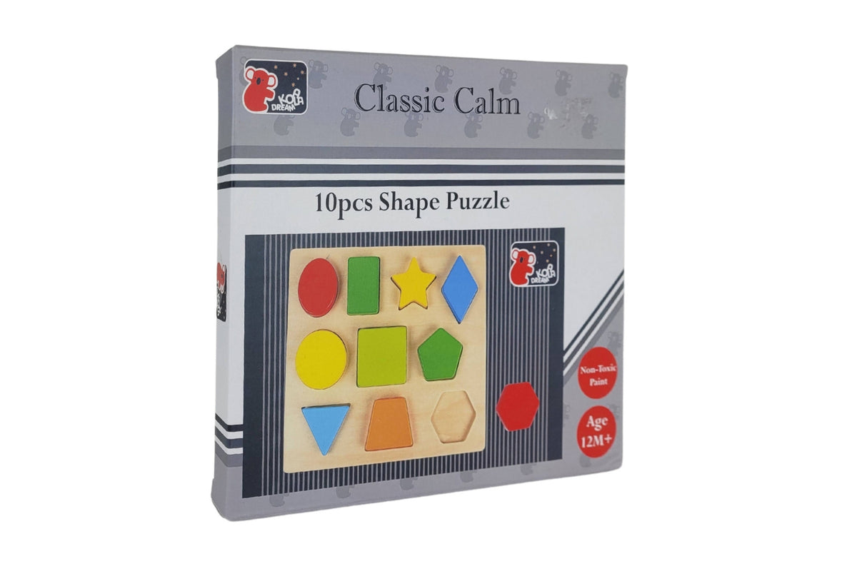 10pc Koala Dream Colours & Shapes Wooden 22cm Puzzle w/ Board Toy 12m+