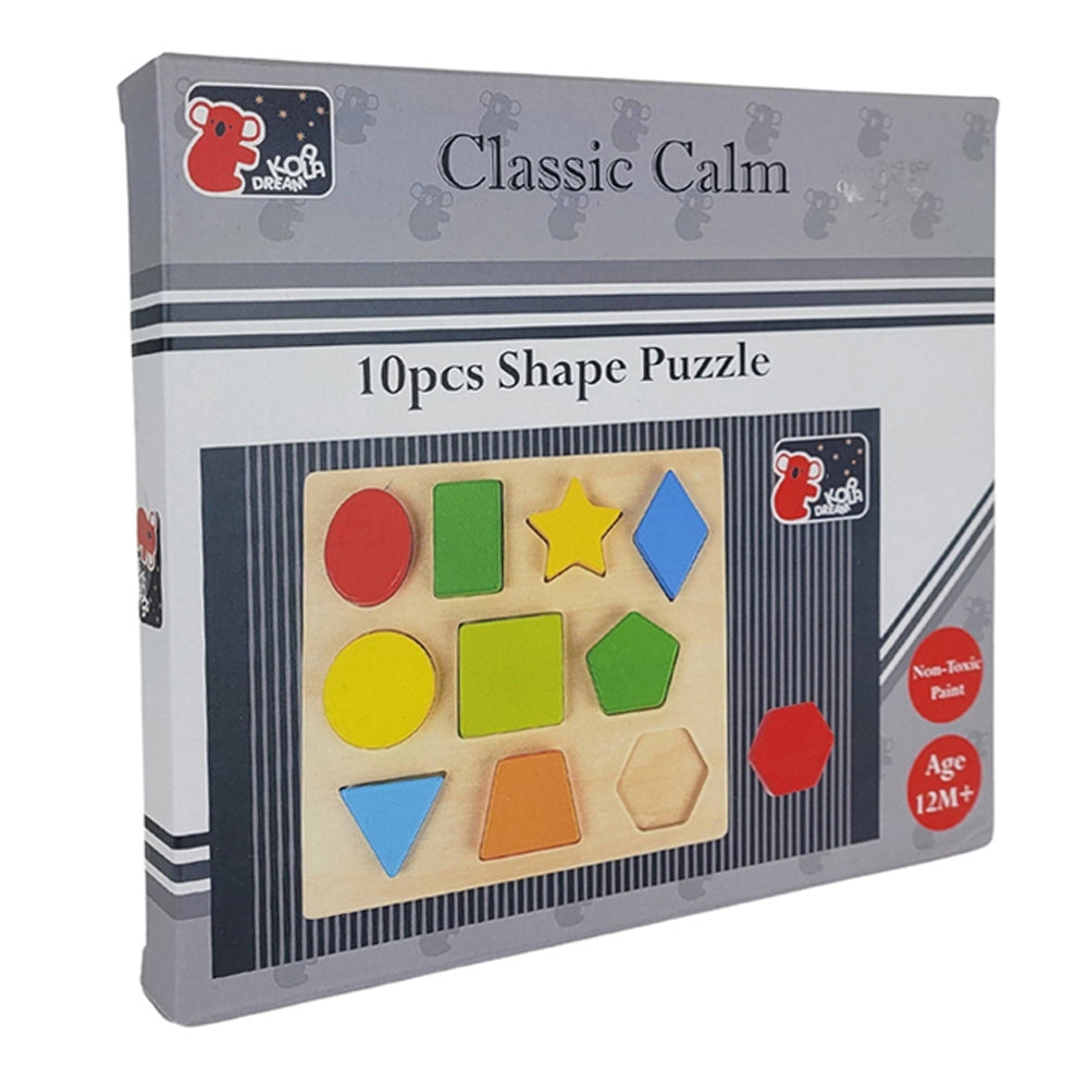 10pc Koala Dream Colours & Shapes Wooden 22cm Puzzle w/ Board Toy 12m+
