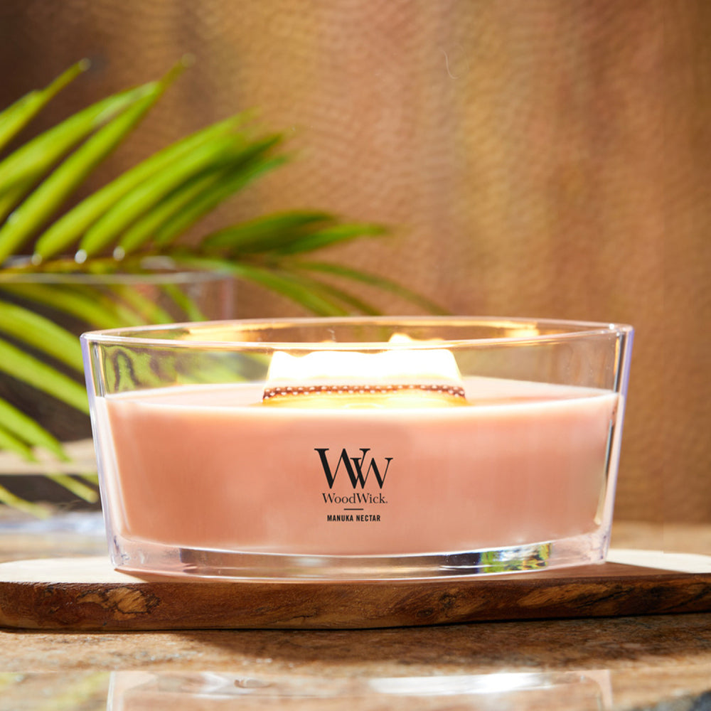 WoodWick Manuka Nectar Scented Wax Candle Ellipse 19cm - Orange