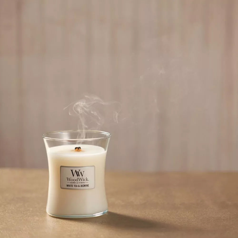 WoodWick 274g Scented Candle White Tea & Jasmine Medium