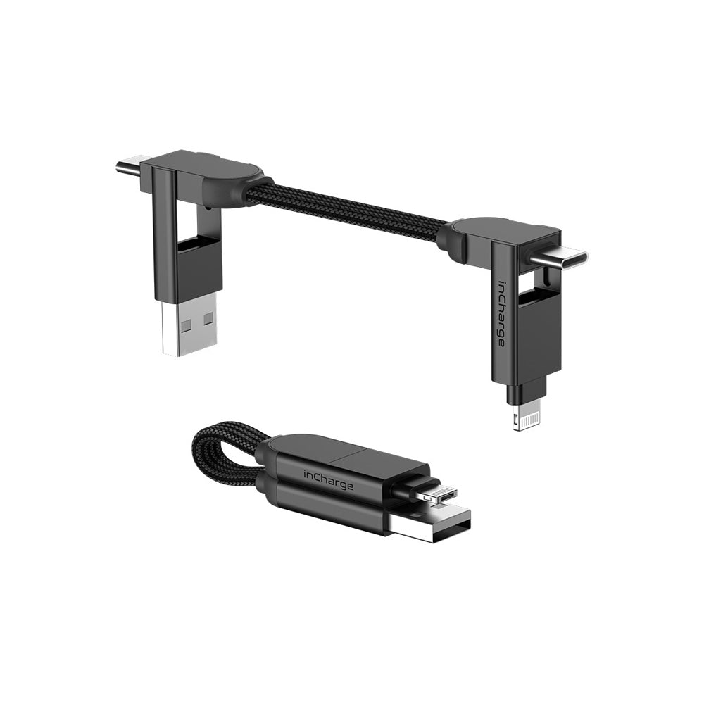 2PK Rolling Square 6in1 inCharge X 100W Keyring Cable - Lava Black