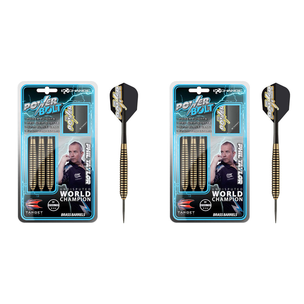 2x 10pc Target Power Bolt Brass Dart Set 24g - Black/Gold